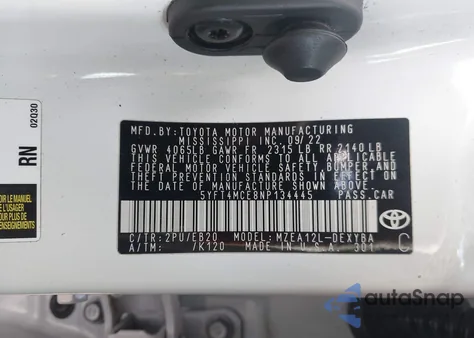 2022 Toyota Corolla Xse from USA, damaged, VIN 5YFT4MCE8NP134445